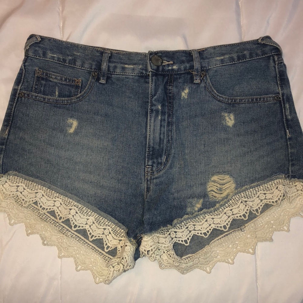 Free People Jean Lace Shorts